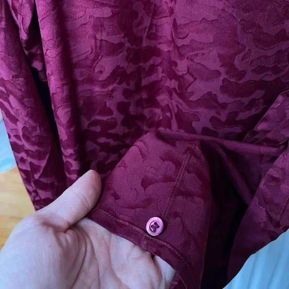 Vintage 1970 Yves Saint Laurent Rive Gauche| Red Silk Bow Blouse| 36 - Picture 5 of 11